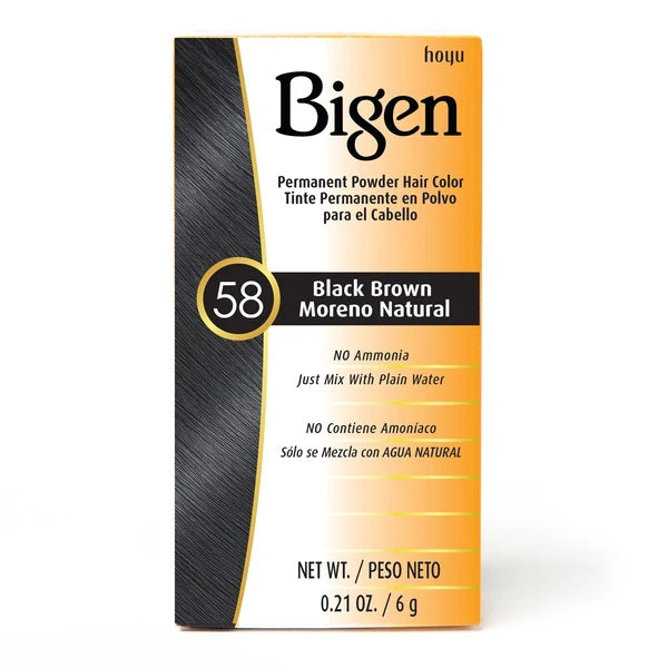 Bigen Permanent Powder Hair Color — #58 BLACK BROWN — 0.21 oz (6 g)