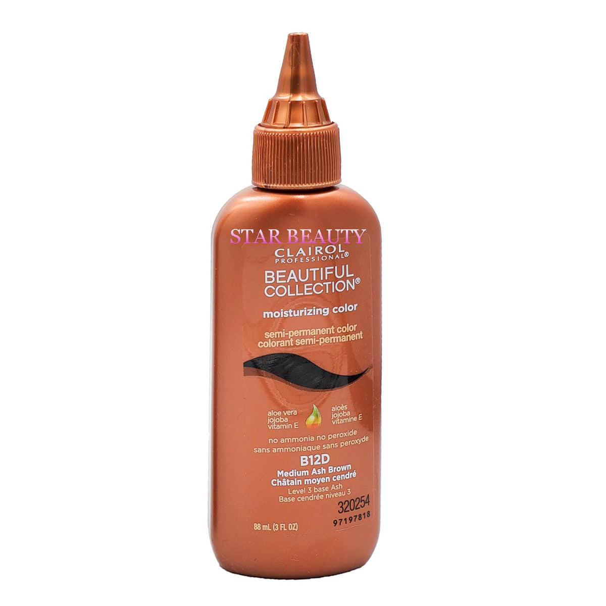 Clairol Beautiful Collection Moisturizing Color — B12D MEDIUM ASH BROWN — 3 fl oz (88 ml)
