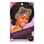 Red Adjustable Elastic Satin Tie Bonnet XL