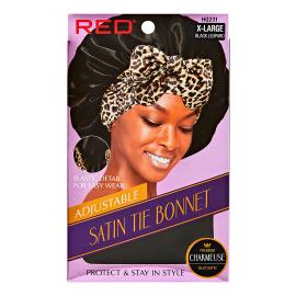 Red Adjustable Elastic Satin Tie Bonnet XL