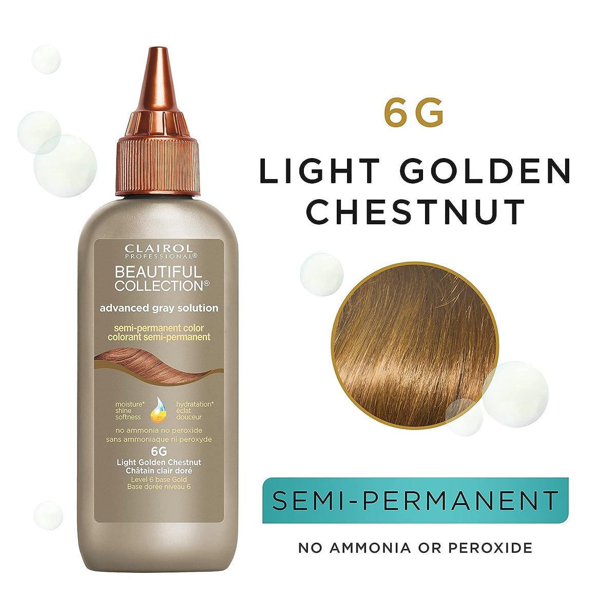 Clairol Beautiful Collection Advanced Gray Solution — 6G LIGHT GOLDEN CHESTNUT — 3 fl oz (88 ml)