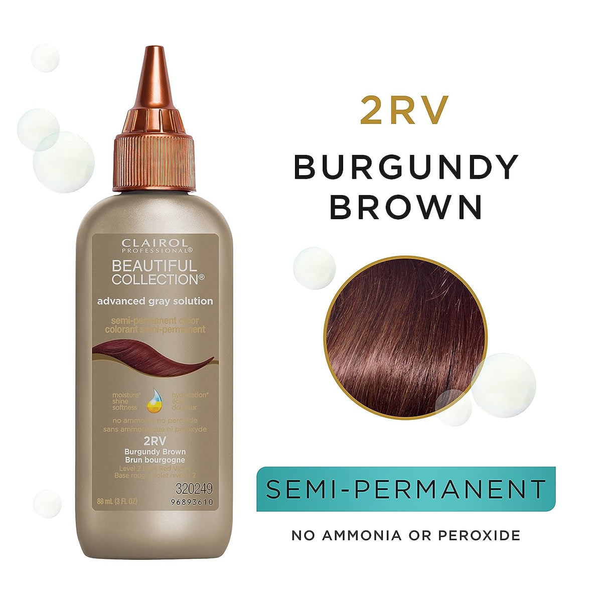 Clairol Beautiful Collection Advanced Gray Solution — 2RV BURGUNDY BROWN — 3 fl oz (88 ml)