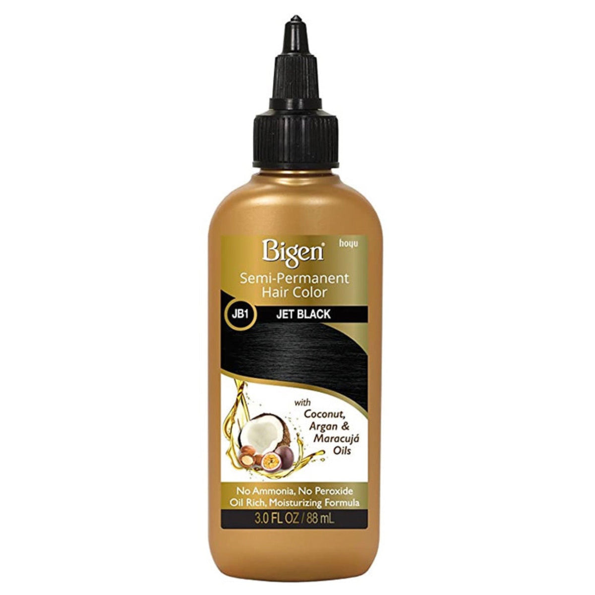 Bigen Semi-Permanent Hair Color — JB1 Jet Black — 3 fl oz (88 ml)