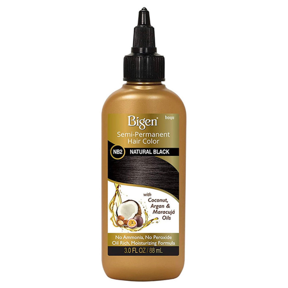 Bigen Semi-Permanent Hair Color — NB2 Natural Black — 3 fl oz (88 ml)