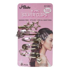 J Babe Y2K Sliver Clips 5pcs