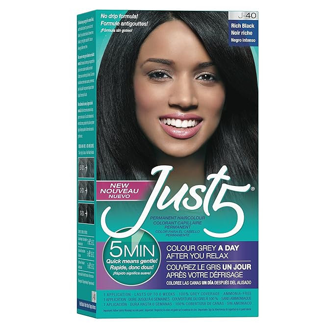Just 5 Permanent Hair Color Kit — Rich Black — 1 application kit