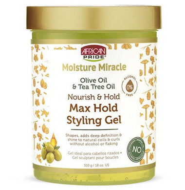 African Pride Moisture Miracle Olive & Tea Tree Max Hold Styling Gel — 18 oz