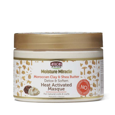 African Pride Moisture Miracle Moroccan Clay & Shea Butter Heat-Activated Masque — 12 oz