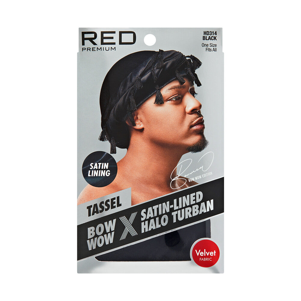RED by Kiss Bow Wow Tassel Halo Turban – Velvet Black