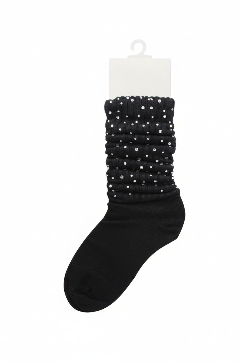 Magic Collection Ladies Slouch Socks With Stones — Size 9–11